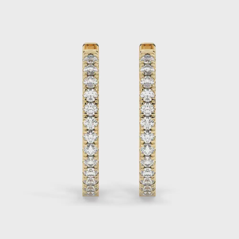 Diamond Hoop Earrings / 14k Gold Diamond Hoop Earrings / Diamond Huggie Earrings/ Gift