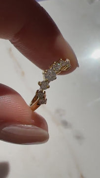 14k Gold  Curved Diamond Wedding Band / Round Diamond Stacking Ring / Engagement Anniversary Rings / Gift for Her / Matching ring set