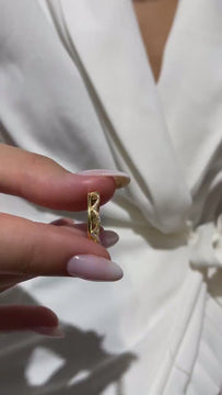 Diamond Wedding Band / 14k Gold Crown  Stacking Ring / Curved Diamond Ring / Diamond Anniversary Gift Idea