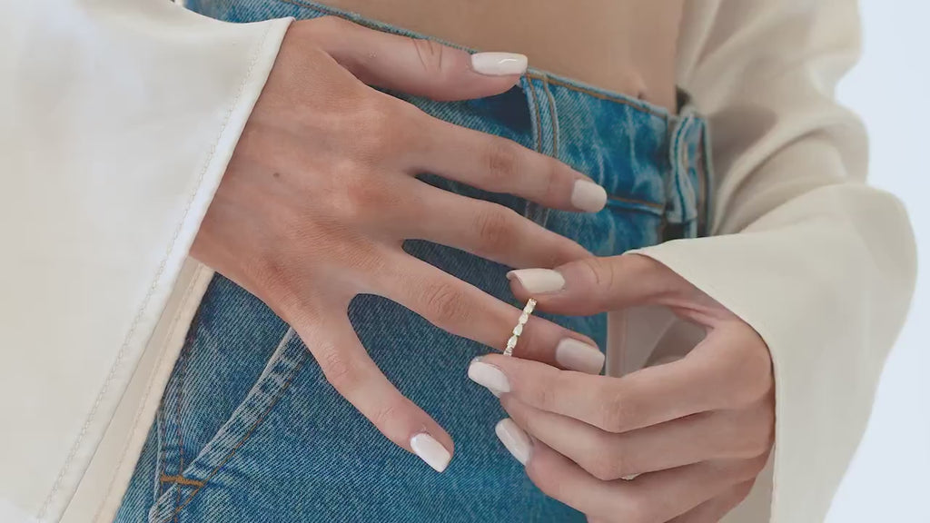 Pear Diamond Wedding Band: 0.90 Ct Half Eternity Ring