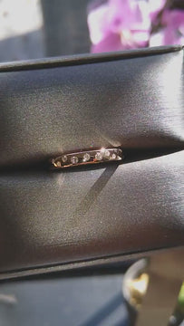 14k Gold Diamond Wedding Band: Flush Set Stacking Ring