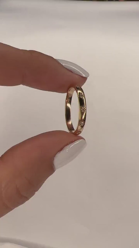 14k Gold Diamond Star Eternity Band: Stackable Wedding Ring