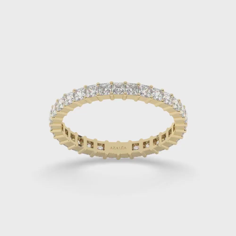 1.25- 1.8- 2.6 CT. Princess Cut Diamond Full Eternity Wedding Band / 14k Gold Stacking Ring / Anniversary Birthday Gift / Engagement Ring