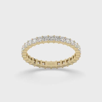 1.25- 1.8- 2.6 CT. Princess Cut Diamond Full Eternity Wedding Band / 14k Gold Stacking Ring / Anniversary Birthday Gift / Engagement Ring
