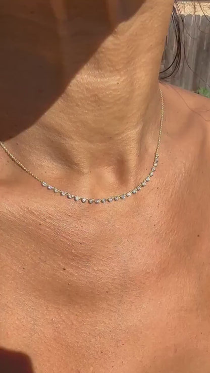 Diamond By the Yard Necklace / 14k Gold Diamond Station Necklace / Diamond Station Necklace / Graduation Gift / Anniversary Gift