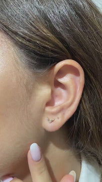 Diamond V Studs Earrings / 14k Gold Baguette Diamond Stud Earrings/ Dainty Baguette Studs / Diamond Anniversary Gift / Birthday Gift