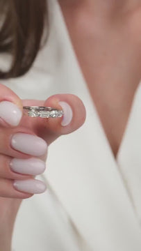 14k Gold Emerald & Oval Diamond Wedding Band - 1.7 CT