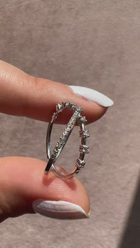 Diamond Criss Cross Ring / 14k Gold Diamond X Ring / Diamond Cris cross Stacking Ring / Engagement Ring / Wedding Ring