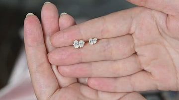 14k Gold Toi Et Moi Diamond Stud Earrings: Pear & Oval Solitaire