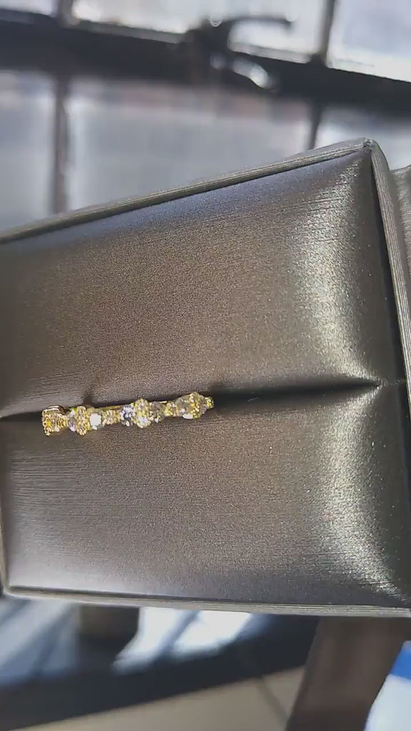 14k Petite Natural Diamond Wedding Ring / Minimalist Stacking Diamond Ring / Half Eternity Band / Bridal Birthday Promise Gift for her