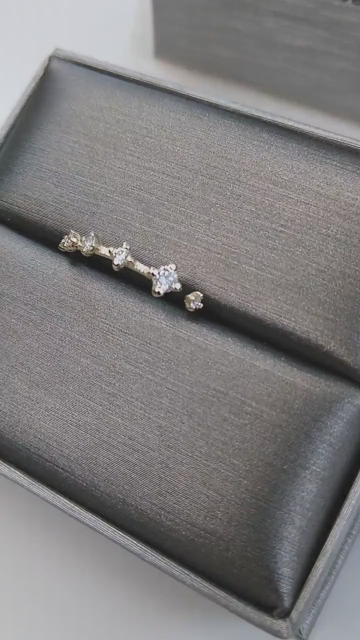 Diamond Stacking Ring / 14k Gold Diamond Wedding Ring / Cuff Ring / Graduation Gift / Bridal Gift / Birthday Gift / Anniversary Ring