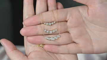 Curved Graduated Bezel Necklace / 14k Curved 5 Stone Bar Necklace / Minimalist Diamond Necklace / Wedding bridal anniversary gift for her