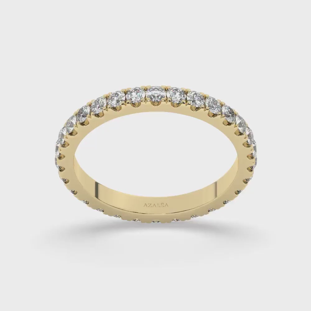 14k Gold, 0.50 - 2 CT Natural Diamond/ Lab Diamond Wedding Band / Shared Prong Setting Full Eternity Ring / Anniversary Ring / Wedding Gift