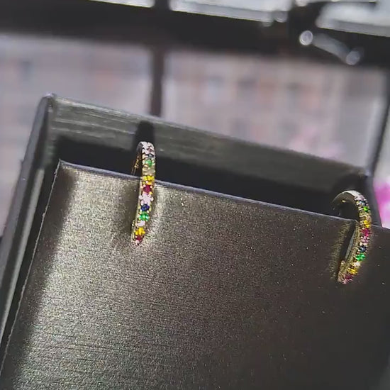 Rainbow Hoop Earrings / 14k Gold Multi Color Hoop Earrings / Anniversary Gift / Birthday Gift / Graduation Gift / Bridal Gift / Wedding Gift