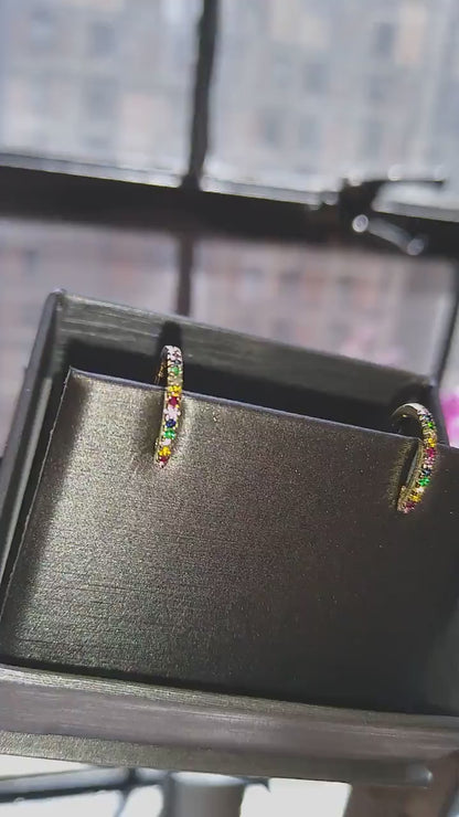 Rainbow Hoop Earrings / 14k Gold Multi Color Hoop Earrings / Anniversary Gift / Birthday Gift / Graduation Gift / Bridal Gift / Wedding Gift