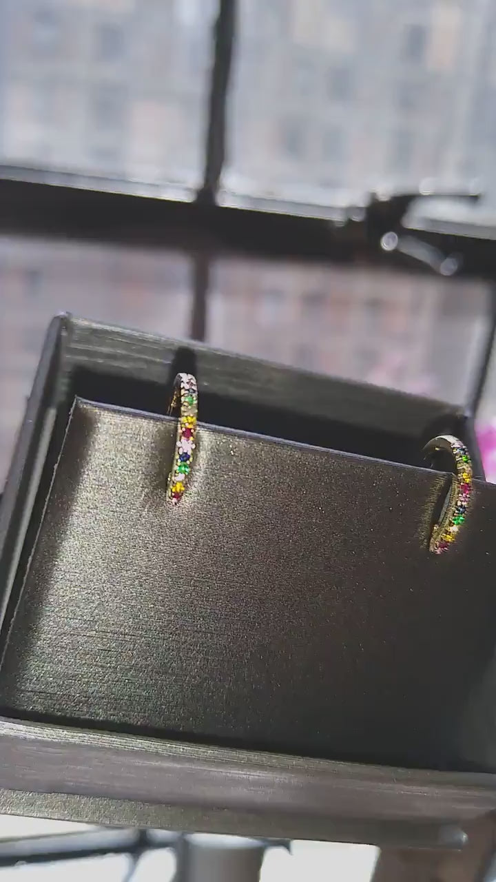 Rainbow Hoop Earrings / 14k Gold Multi Color Hoop Earrings / Anniversary Gift / Birthday Gift / Graduation Gift / Bridal Gift / Wedding Gift