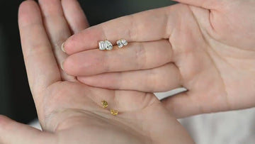 14k Gold Toi Et Moi Diamond Stud Earrings: Pear & Emerald Cut