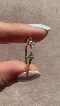 Trio Diamond Cuff Stacking Ring / 14k Gold Open Cuff Diamond Band / Anniversary Ring / Diamond Stackable Ring / Birthday Gift