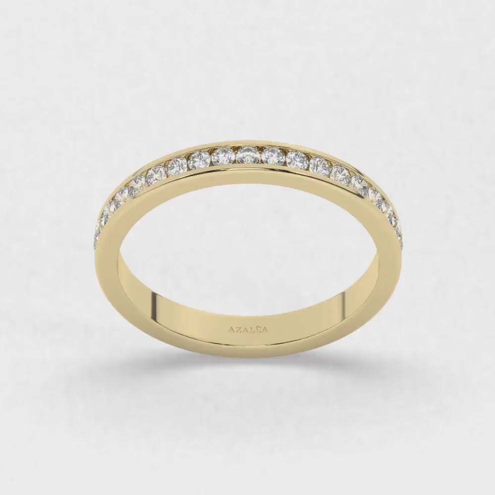 14k Gold Channel Set Half Eternity Diamond Wedding Ring / 0.25 - 0.70 CT Channel Set Eternity Band / Round Diamond Anniversary Wedding Gift