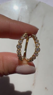 14k Gold Diamond Stacking Ring: Bezel Set Wedding Band