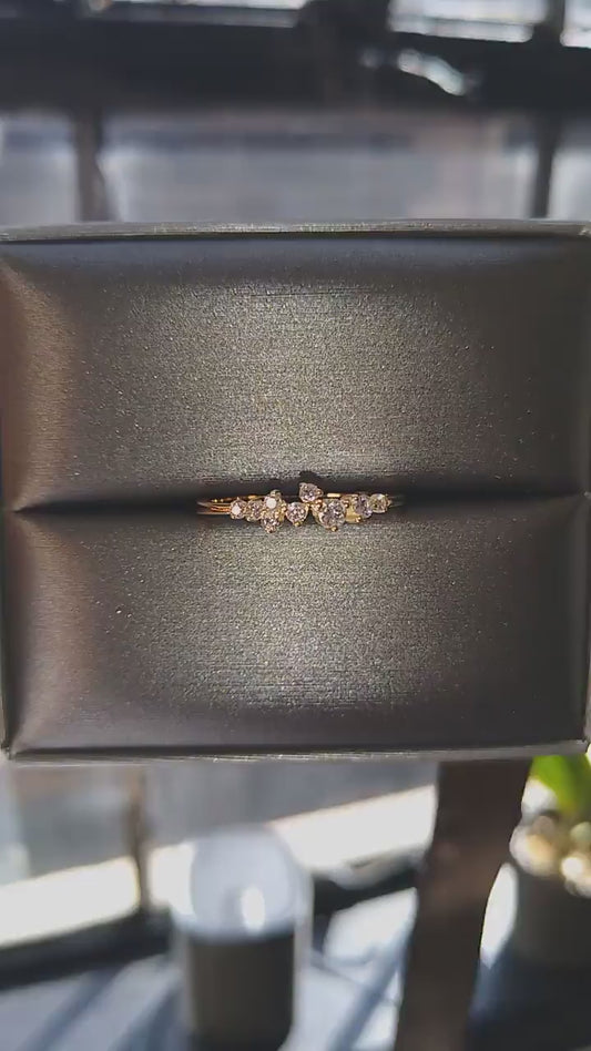 14k Gold Diamond Cluster Wedding Band/ Diamond Stacking Ring  / Engagement Ring / Diamond Anniversary Ring / Birthday Gift for Her