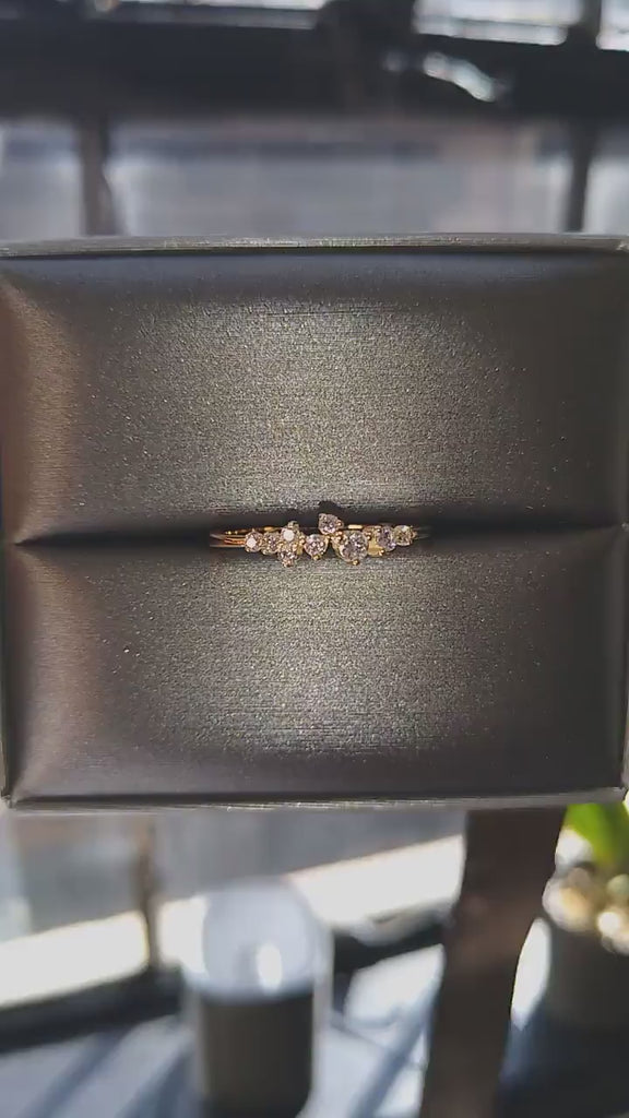 14k Gold Diamond Cluster Wedding Band/ Diamond Stacking Ring  / Engagement Ring / Diamond Anniversary Ring / Birthday Gift for Her