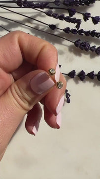 Diamond Bead Studs / 14k Gold Diamond Ball Stud Earrings / Solitaire Sphere Studs / Birthday Gift / Graduation Gift / Bridal Gift