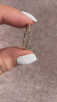 Baguette Diamond Wedding Band / 14k Gold Baguette Diamond Half Eternity Band / Baguette and Round Diamond Stacking Ring / Anniversary Gift