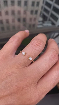 Pear Diamond Cuff Ring / 14k Gold Pear Diamond Cuff Band / Stacking Ring / Bridal Gift / Anniversary Gift / Diamond Gift Ideas