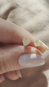 Diamond Heart Studs / 14k Gold Diamond Heart Earrings / Diamond Heart Studs / Graduation Gift / Birthday / Anniversary Gift