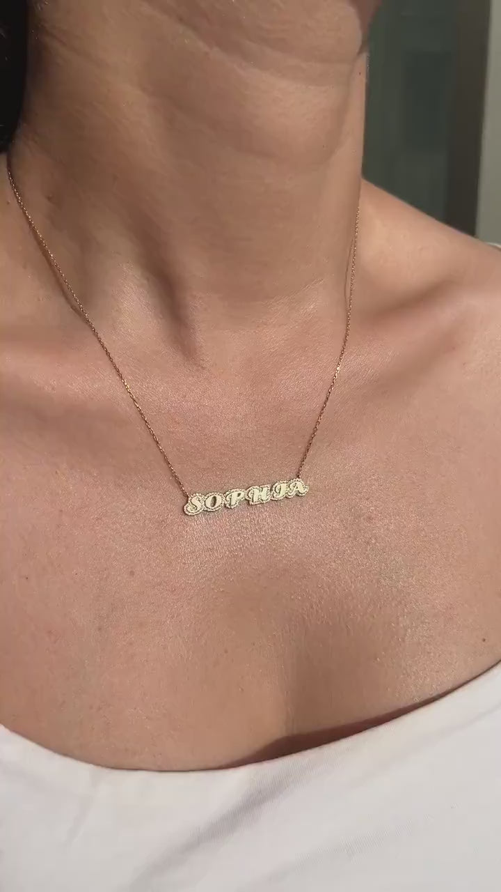 Diamond Name Necklace / 14k Personalized Diamond Name Necklace / Personalized Diamond Letter Necklace / Birthday Gift / Diamond Gift Ideas