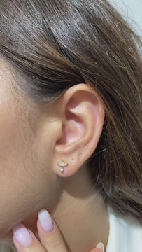 Diamond Dangling Lotus Earrings / Dangling Diamond Earrings / Diamond Holiday Gift Ideas