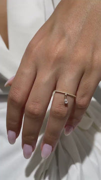 Dangling Diamond Charm Ring / 14k Solid Gold Diamond Dangle Ring / Diamond Charm Ring / Diamond Dangling Ring / Diamond Stacking Ring