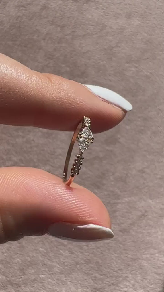 Trillion Diamond Stacking Ring / 14k Gold Diamond Wedding Band/ Triangle Diamond/ Minimalist Unique Ring/ Bridal, Anniversary, Birthday Gift