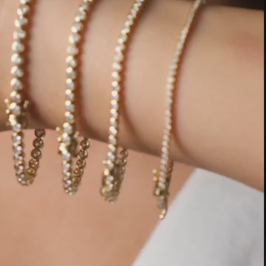 Bezel Set Diamond Tennis Bracelet / 14k Gold Diamond Tennis Bracelet / Jewelry Gift for Her  / Classic Tennis Bracelet