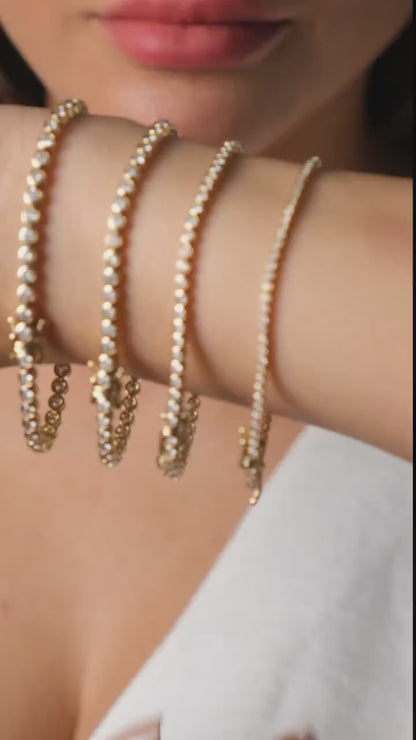 Bezel Set Diamond Tennis Bracelet / 14k Gold Diamond Tennis Bracelet / Jewelry Gift for Her  / Classic Tennis Bracelet