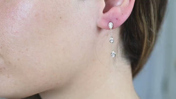 14k Gold Diamond Dangle Earrings: Oval Bezel, Natural or Lab Grown