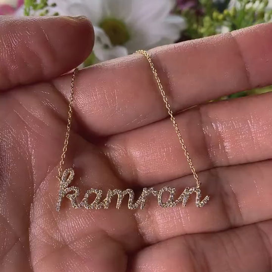 Diamond Name Necklace / 14k Personalized Diamond Name Necklace / Personalized Diamond Letter Necklace / Birthday Gift / Diamond Gift Ideas
