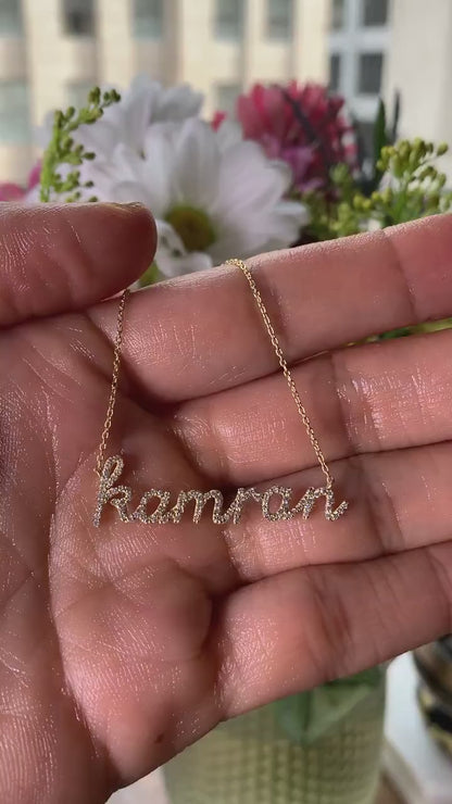 Diamond Name Necklace / 14k Personalized Diamond Name Necklace / Personalized Diamond Letter Necklace / Birthday Gift / Diamond Gift Ideas