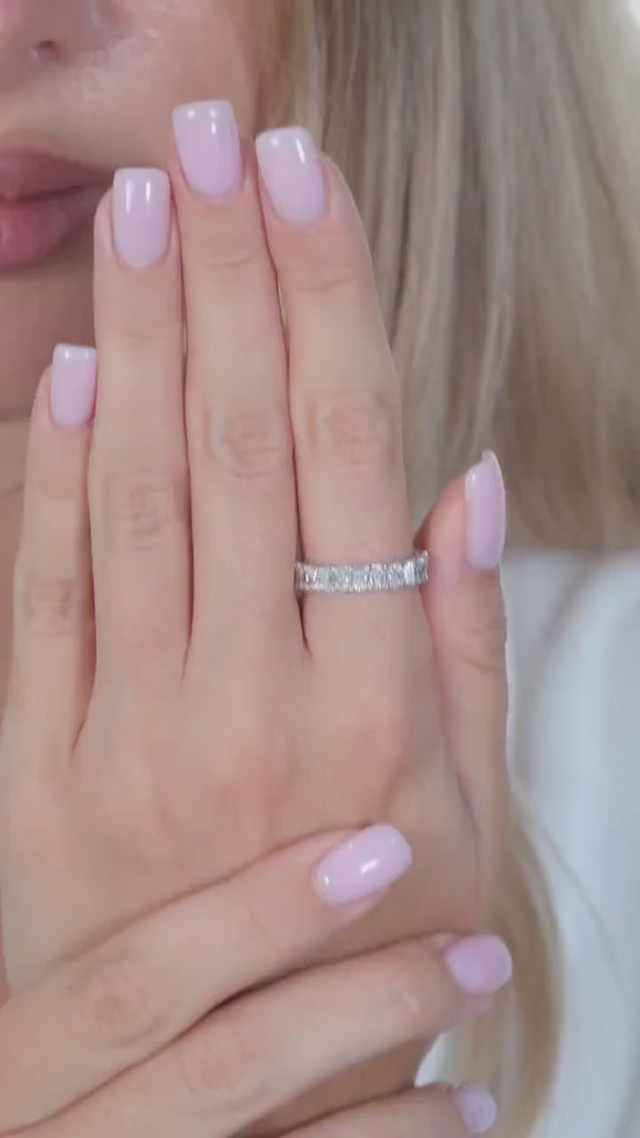 14k Gold Radiant Cut 2.4 CT Diamond Full Eternity Band/ Wedding Ring/ Stacking Ring/ Promise Ring/ Engagement Ring/ Lab or Natural Diamond