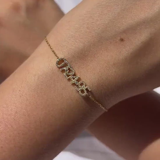 Diamond Date Bracelet/ 14k Gold and Diamond Date Bracelet/ Diamond Coordiante Bracelet / Diamond Birthdate Bracelet