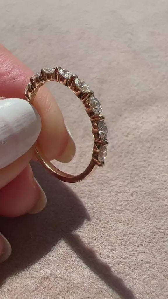 Marquise Diamond Wedding Band / 14k Gold Marquise Diamond Wedding Ring / Stacking Ring / Anniversary Gift / Birthday Gift / Graduation Gift