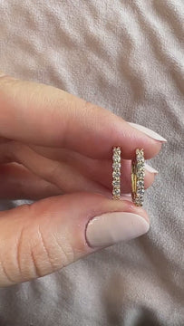 Diamond Hoop Earrings / 14k Diamond Hoops / Floating Diamond Hoops / Diamond Huggie Earrings/ Gift