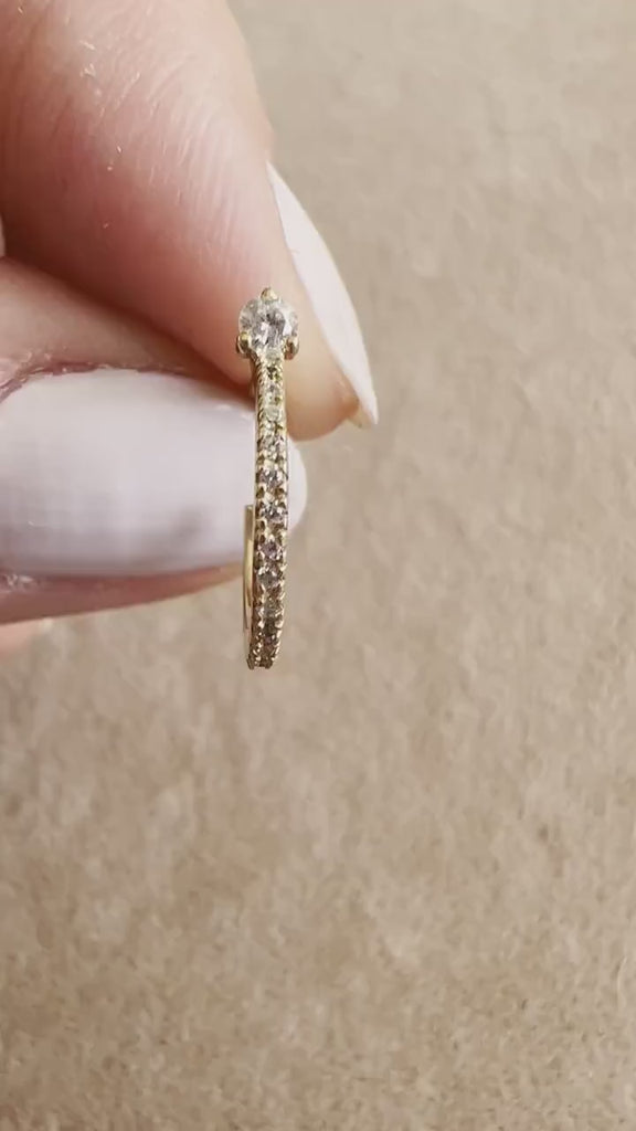Diamond Hoop Earrings / 14k Gold Diamond Hoops / Diamond Huggie Earrings/ Gift
