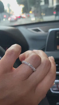 14k Pear Diamond Half Eternity Wedding Band / Teardrop Ring Stackable Ring / Engagement Ring / Prong Set Ring / Diamond Gift Idea for Her