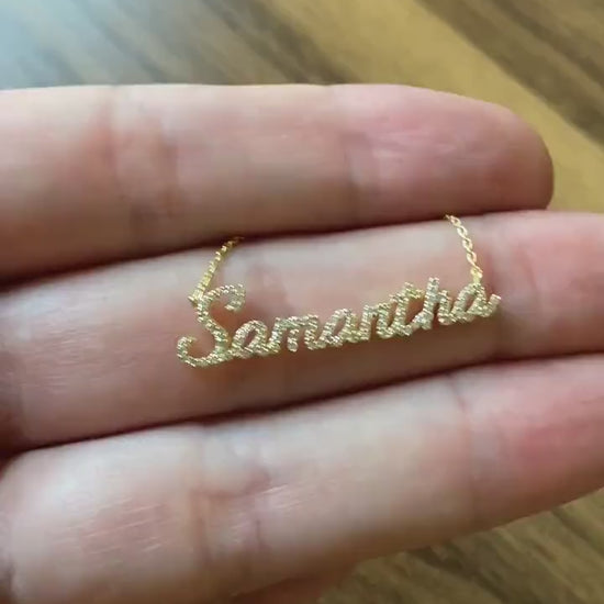 Diamond Name Necklace / 14k Personalized Diamond Name Necklace / Dainty Name Necklace / Birthday Gift / Diamond Gift Ideas