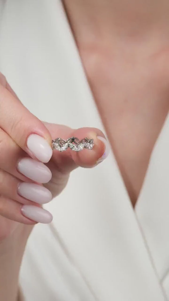 14k Gold Marquise Cut Wedding Band / 1.6 CT Diamond Tulip Eternity Ring /Birthday Gift / Natural & Lab Diamond