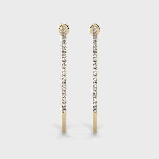 14k Gold Pave Diamond Hoops / Large Hoop Earrings / Diamond Inside Out Hoop Earrings / Anniversary Birthday / Bridal Wedding Gift for her