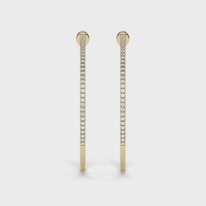 14k Gold Pave Diamond Hoops / Large Hoop Earrings / Diamond Inside Out Hoop Earrings / Anniversary Birthday / Bridal Wedding Gift for her