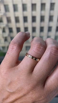 Diamond Eternity Wedding Band / 14k Gold Engraved Star Diamond Stacking Ring / Stackable Ring / Anniversary Gift / Diamond Engagement Band